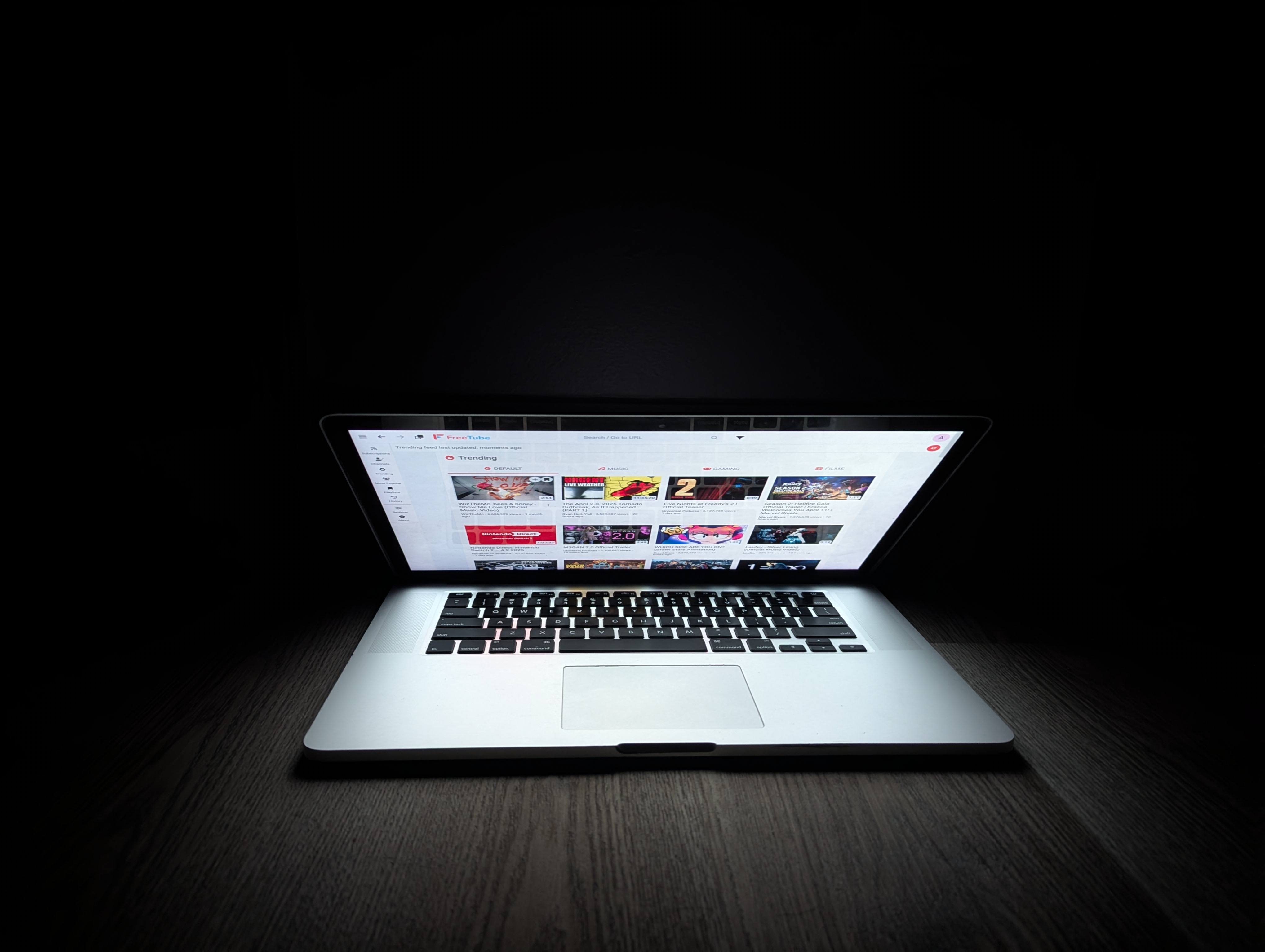 FreeTube open on laptop